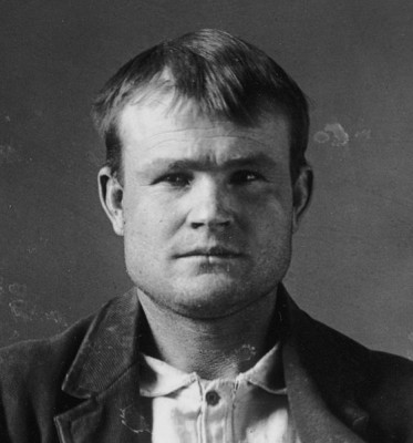 Cassidy's mugshot from the Wyoming Territorial Prison in 1894.