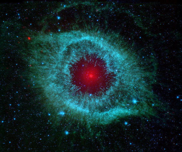 The Helix Nebula from the Spitzer Space Telescope, Feb. 12, 2007.