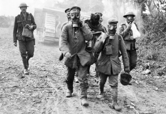 German prisoners wear gas masks in Ypres, France in an April, 1915 file photo.Gas warfare, which recently killed hundreds of people in Syria, actually began on a sunny morning almost a century ago, and among its first victims were hundreds of Canadians. THE CANADIAN PRESS/AP-File