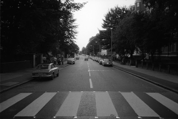 Empty crossing on Abbey Road, taken on the morning of The Beatles’ album cover shoot, 8 August 1969. source
