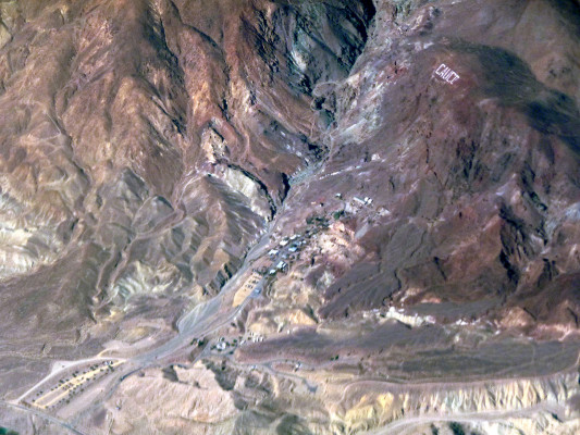 Aerial view of Calico, with the hillside letters visible. source