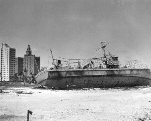 Coast Guard Cutter Washed Ashore in Bayfront Park Photo by G.W. Romer