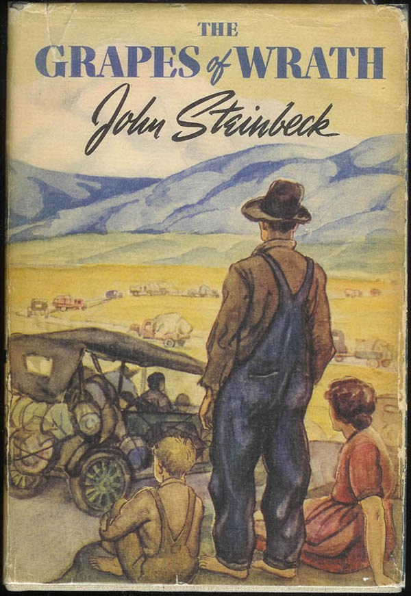 Grapes of Wrath – John Steinbeck. Published 1939. Cover artist Elmer Hader.