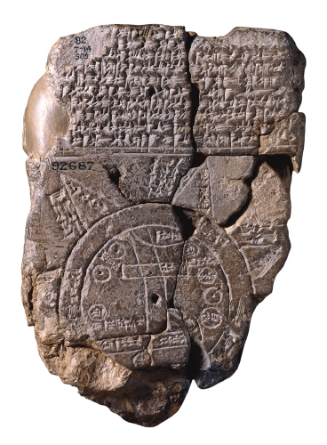 Imago Mundi Babylonian map, the oldest known world map, 6th century BCE Babylonia.