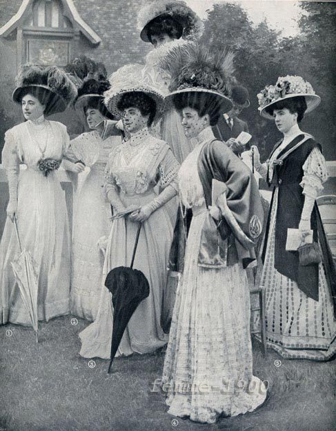 Ladies in Trailing Dresses with Peach Basket Hats (9)