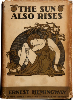 The Sun Also Rises, by Ernest Hemingway. Scribner, 1926. Cover design by Cleonike Damianakes