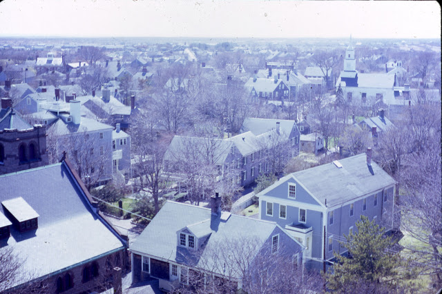 Tower view from the Unitarian Church, showing the Summer Street Baptist Church