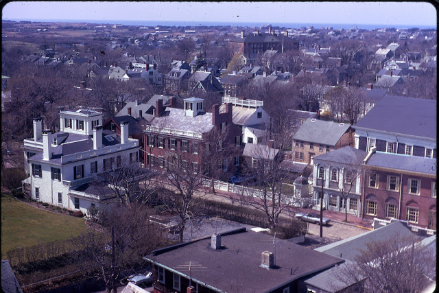 View from the tower of the Unitarian church town clock, showing Main Street