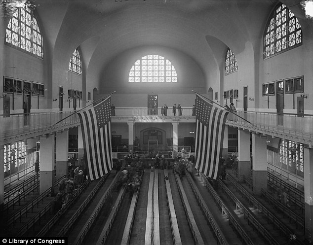 The great hall, where new arrivals had a check up, was the first sight of the U.S. for many immigrants 