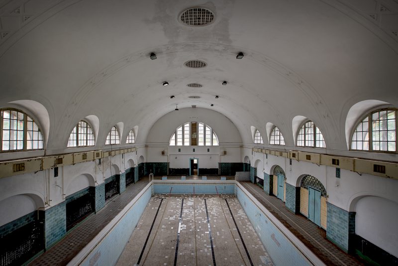 Former glory: The sprawling Wünsdorf had its own swimming pool (pictured), theatre, casino, bakery and even a railway line direct to the Russian capital, Moscow. The secret Soviet base served two German Kaisers before it became the epicentre of Nazi armed might. source