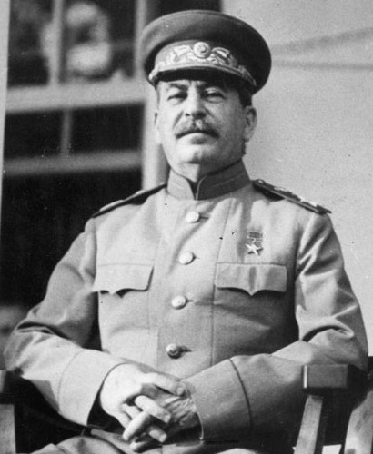 A cropped image of Joseph Stalin during the Tehran Conference. I