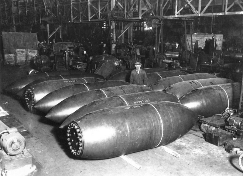 Grand Slam bombs awaiting delivery, 1945