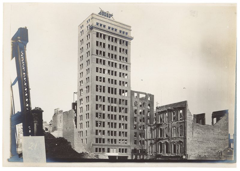 Photograph of the West Front of the New Chronicle Building Showing Damage by the San Francisco Earthquake of 1906