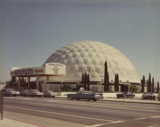 The Cinerama Dome looks much more dramatic without the Arclight complex behind it in the 1960s