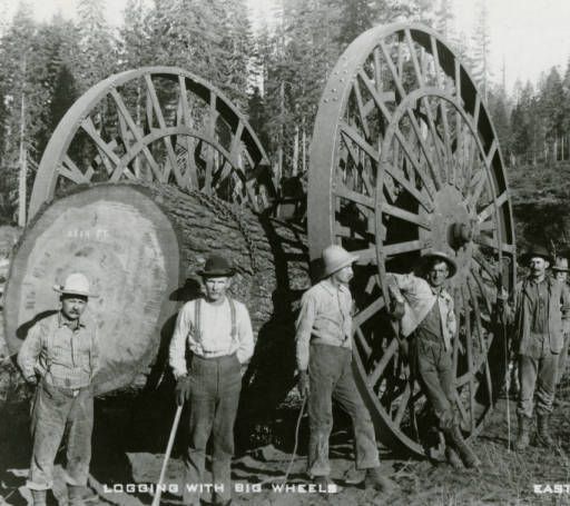 Horse-drawn logging big wheels source