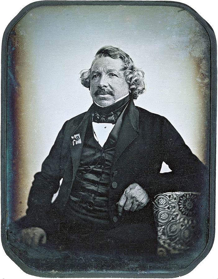 Daguerreotype of Louis Daguerre, a French artist and photographer, recognized for his invention of the daguerreotype process of photography, 1844. source
