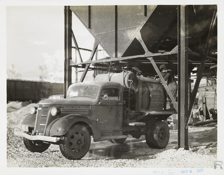 GM truck used for mixing concrete