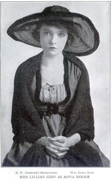 Lillian Gish starring as Anna Moore in Griffith’s Way Down East (1920)
