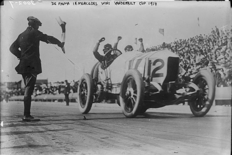 Ralph DePalma winning the 1914 Vanderbilt Cup race. source