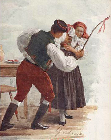 Ritual whipping of girls in Moravia (1910)