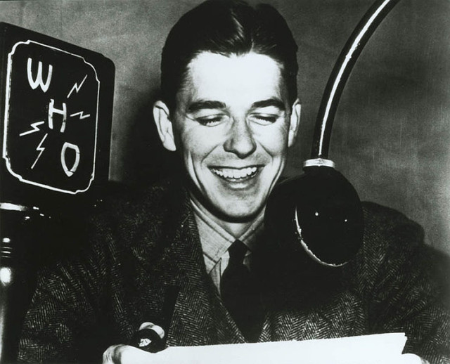 Ronald Reagan as a WHO Radio Announcer in Des Moines, Iowa. 1934-37.