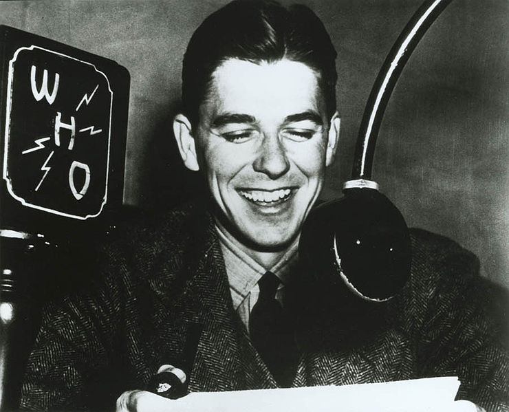 Ronald Reagan as a WHO Radio Announcer in Des Moines, Iowa. 1934-37. Source