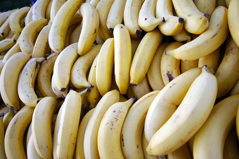 Shown is a table stocked with bananas for runners to enjoy after a race.