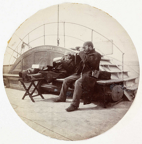 Two men on the deck of a ship, about 1890