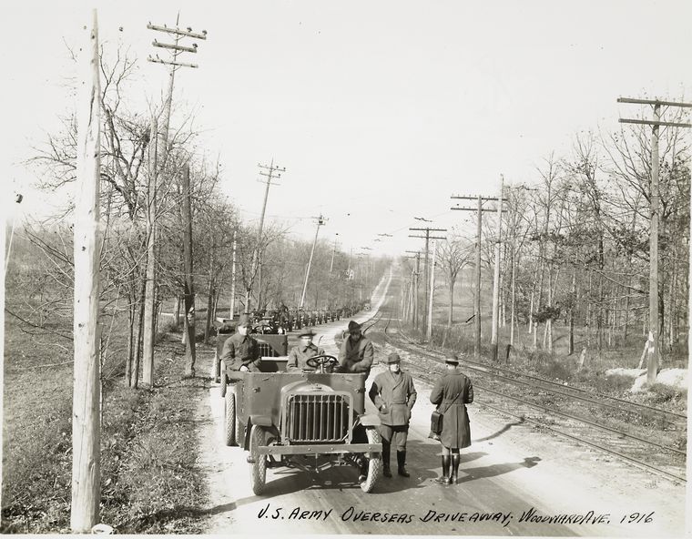 U.S. Army Overseas Drive Away; Woodward Ave. 1916.