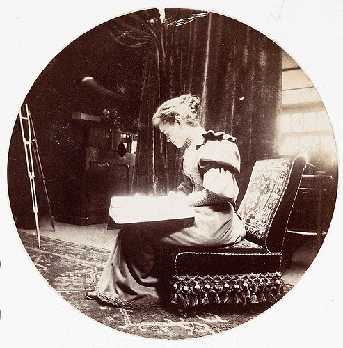 Woman reading, about 1890