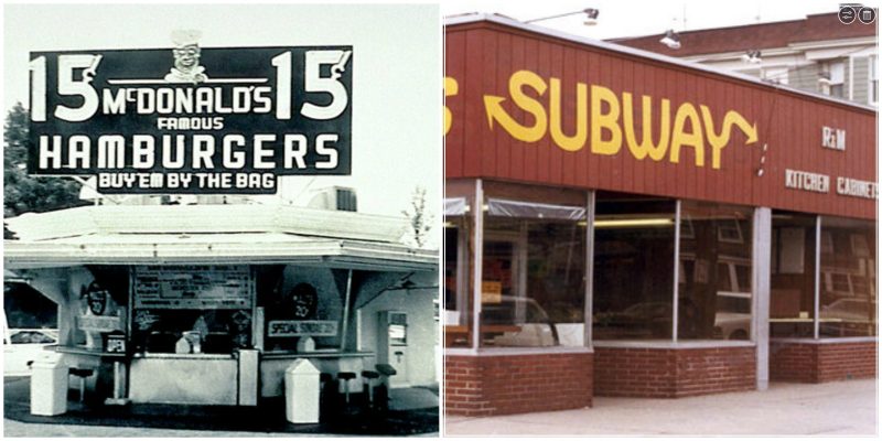Photos show popular fast  food  restaurants when they first  