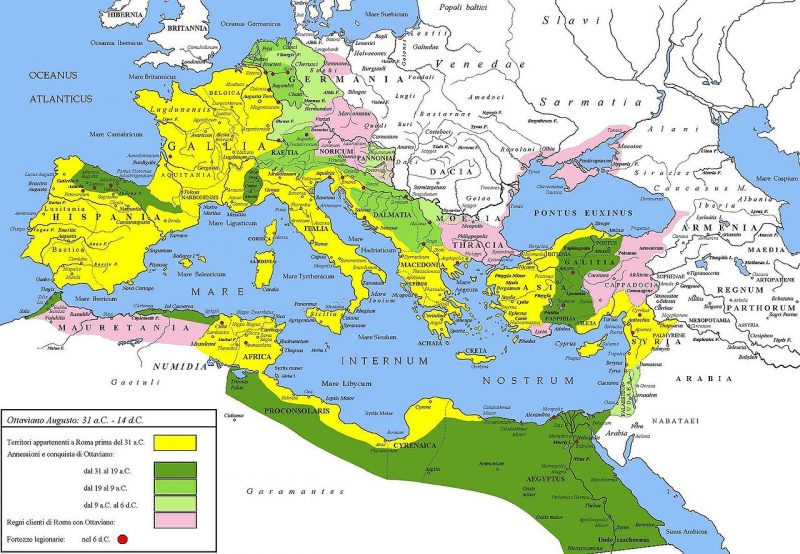 Extent of the Roman Empire under Augustus