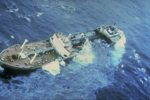 At six p.m. on 15 December in high winds and 3 m (9.8 ft) seas, the tanker ran aground on Middle Rip Shoal about 29 nautical miles (54 km; 33 mi) southeast of Nantucket and more than 24 nmi (44 km; 28 mi) off her intended course. source