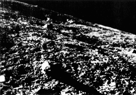 Cropped close-up image of lunar surface taken after landing. source