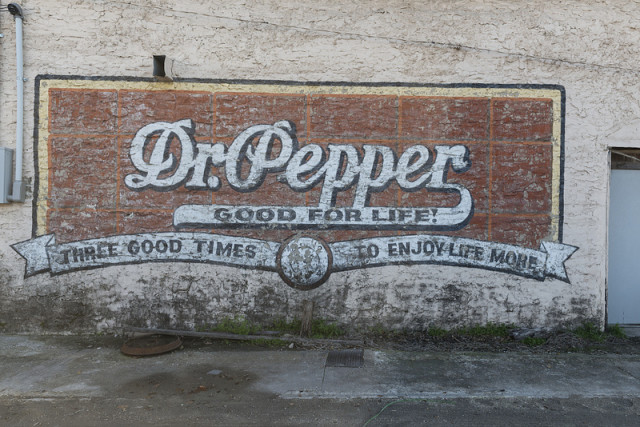 Old Dr. Pepper mural on a building in the town of Hico in Hamilton County, Texas. Library of Congress