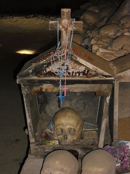 The skull that sweats o Donna Concetta in the Fontanelle Cemetery in Naples. source