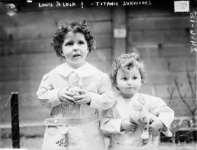 Unidentified survivors, later identified as Michel, 4 and Edmond Navratil, 2. To board the ship, their father assumed the name Louis Hoffman and used their nicknames, Lolo and Mamon.