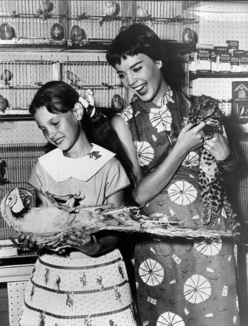 Wood with her sister Lana in 1956 Source