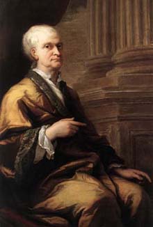 Isaac Newton in old age in 1712, portrait by Sir James Thornhill.