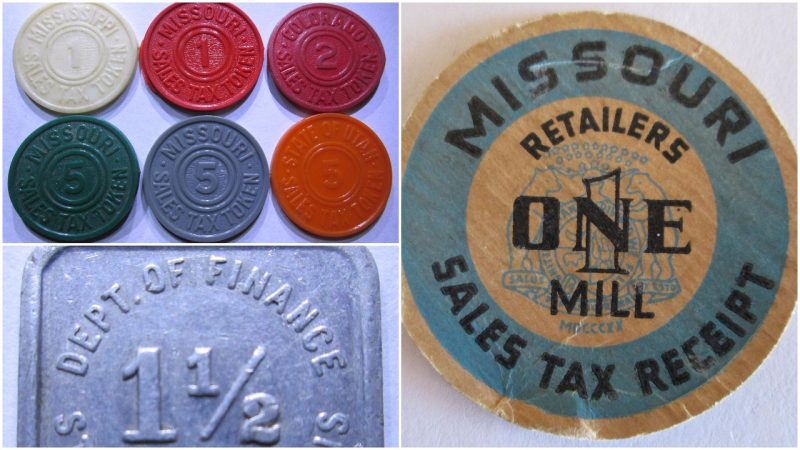 Sales tax tokens - during the Great Depression, people used small 