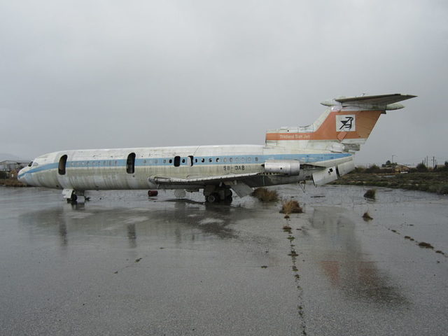 Remains of Cyprus Airways Hawker-Siddeley Trident on the airport site. Photo Credit