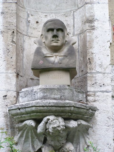 Bust of Bela Lugosi at Vajdahunyad Castle, Budapest, Hungary.