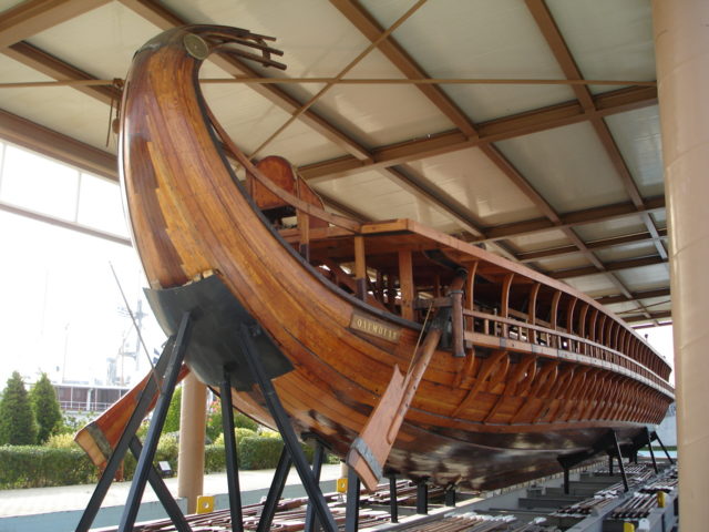 The stern of Trireme Olympias. Photo by Templar52