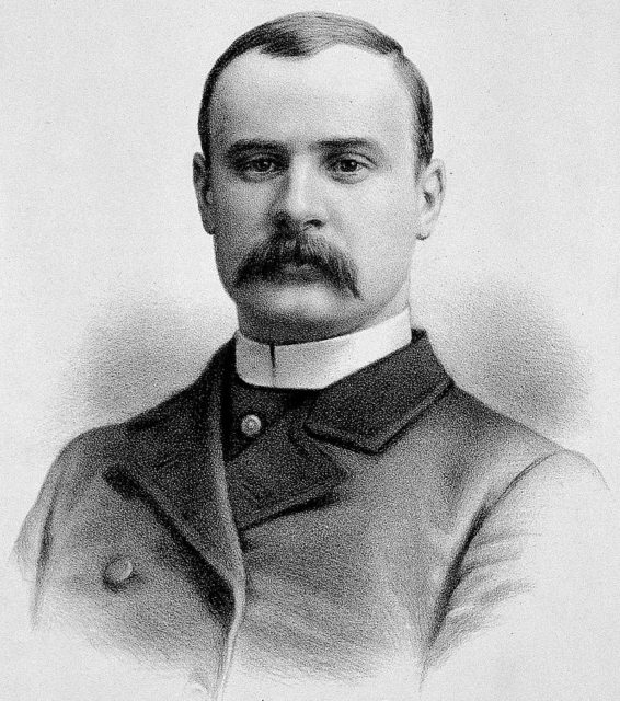メリックの親友であり、1884年のフレデリック-トレベス医師's close friend and doctor Frederick Treves in 1884