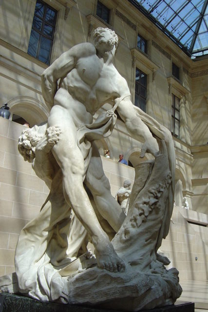 Milon af Croton, skulptur af Pierre Puget (Paris, Louvre Museum).Milon af Croton, skulptur af Pierre Puget (Paris, Louvre Museum). Fotokredit