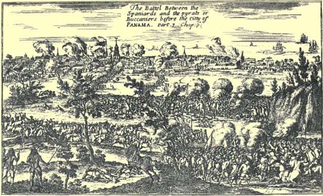 Morgan attacking Panama, 1671
