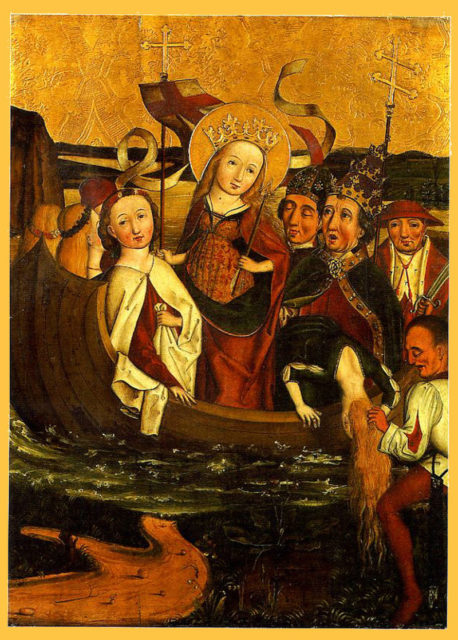 The martyrdom of St. Ursula. 16th century German art.