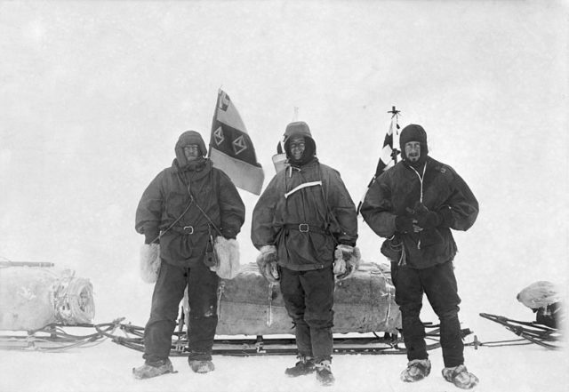 Ernest Shackleton, Robert Falcon Scott, and Edward Wilson before their march south during the Discovery Expedition, on  Nov 2,  1902