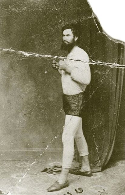Kelly after defeating Isaiah “Wild” Wright in a 20-round bare-knuckle boxing match, August 1874.