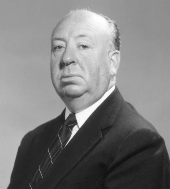 Studio publicity photo of Alfred Hitchcock.